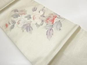 金銀彩花葉模様刺繍名古屋帯